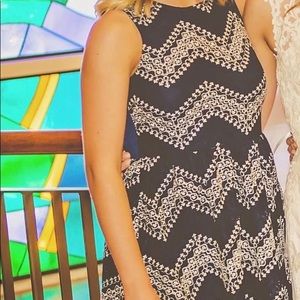 Navy Embroidered Dress